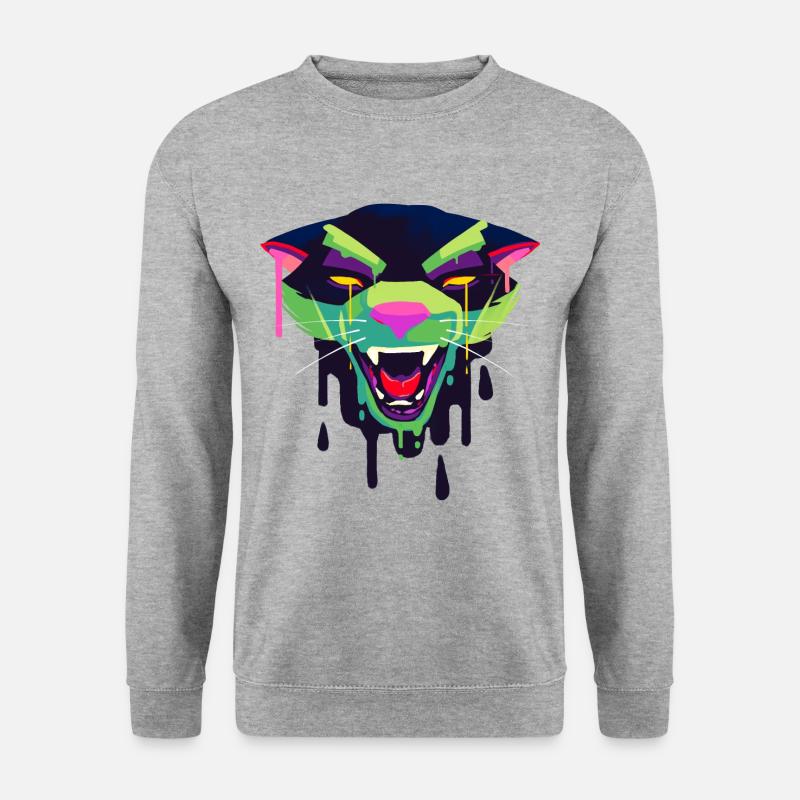 Ein Schönes und Gruseliges Panther Design - Unisex Pullover - Weißgrau meliert
