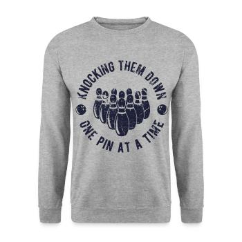 Bowling - Unisex Pullover - Weißgrau meliert - Vorne - Alina (178cm) & Michal (187cm)