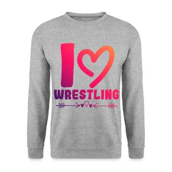 Ich liebe Wrestling - Unisex Pullover - Weißgrau meliert - Vorne - Alina (178cm) & Michal (187cm)
