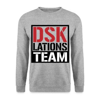 Deeskalationsteam DSKlations Team Farben änderbar - Unisex Pullover - Weißgrau meliert - Vorne - Alina (178cm) & Michal (187cm)
