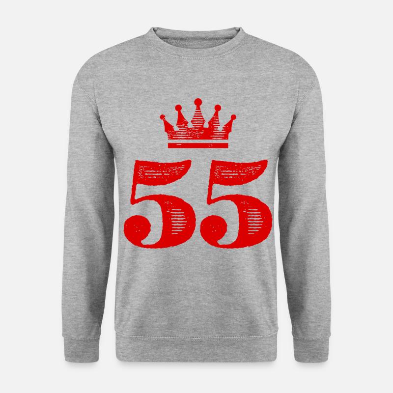 55 Zahl Krone - Unisex Pullover - Weißgrau meliert