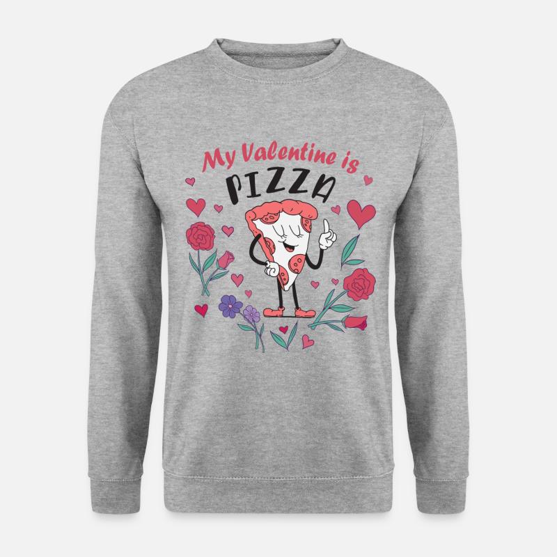 Mein Valentin ist Pizza - Unisex Pullover - Weißgrau meliert