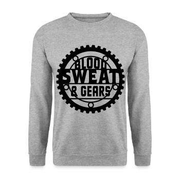 Blood Sweat And Gears Car Mechanic Automobile Love - Unisex Pullover - Weißgrau meliert - Vorne - Alina (178cm) & Michal (187cm)