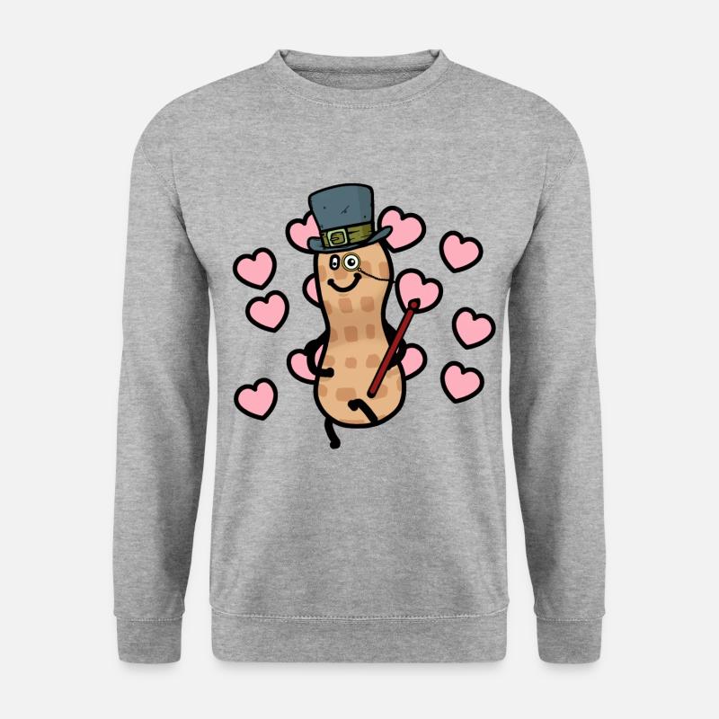 Erdnuss Valentin verliebt Romantik Liebe Herzen - Unisex Pullover - Weißgrau meliert