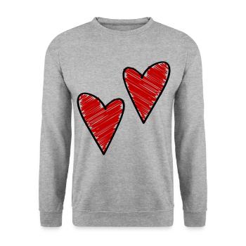 herzen symbol liebe - Unisex Pullover - Weißgrau meliert - Vorne - Alina (178cm) & Michal (187cm)