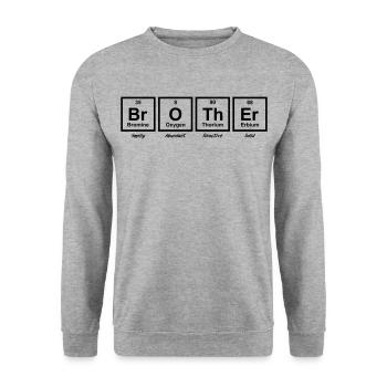 Lustiges Big Brother-Periodensystem - Unisex Pullover - Weißgrau meliert - Vorne - Alina (178cm) & Michal (187cm)