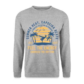 Capoeira summer on the beach under palm trees - Unisex Sweatshirt - salt & pepper - Front - Alina (178cm) & Michal (187cm)