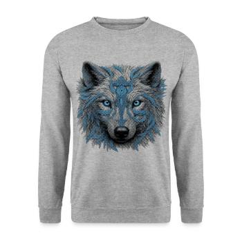 Wolf - Unisex Pullover - Weißgrau meliert - Vorne - Alina (178cm) & Michal (187cm)