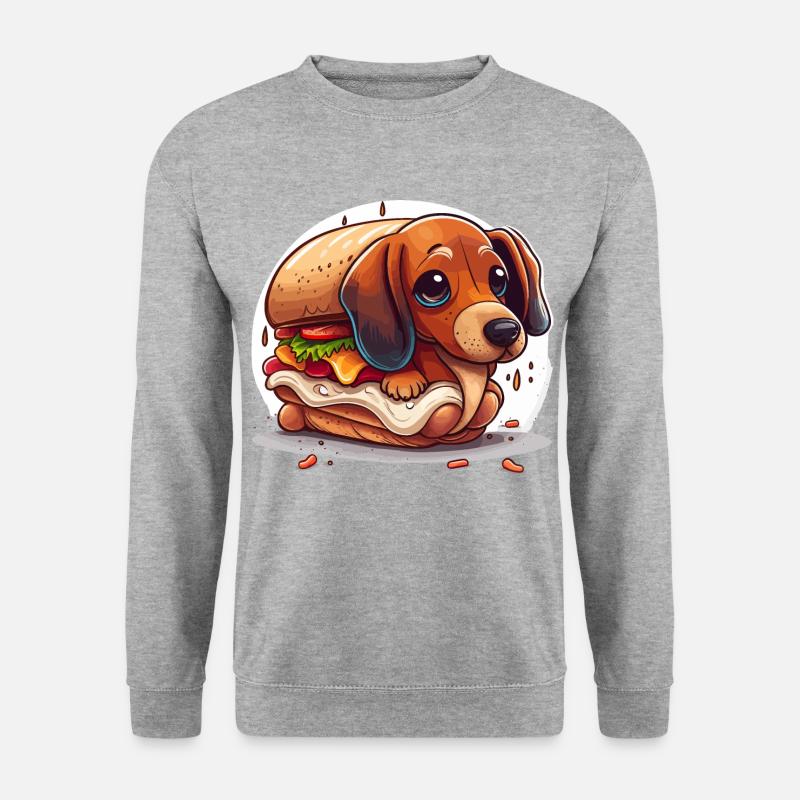 Dackel - Unisex Pullover - Weißgrau meliert