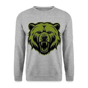 Silhouette de tête de grizzli d’ours - Sweat-shirt Unisexe - gris chiné - Devant - Alina (178cm) & Michal (187cm)