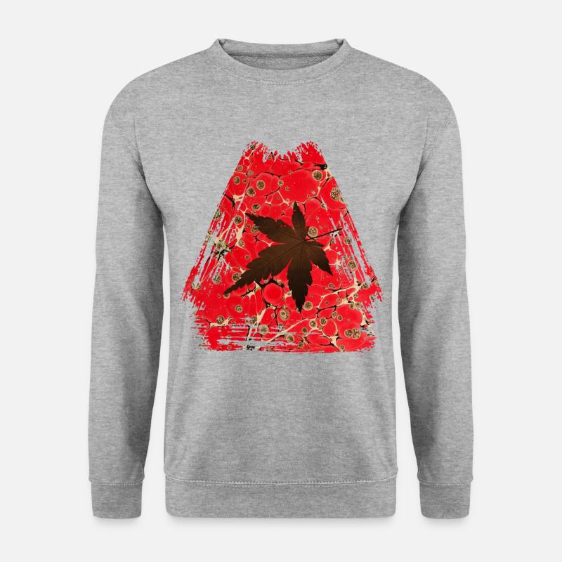 herbst blatt e 245 - Unisex Pullover - Weißgrau meliert