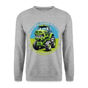 Traktorflüsterer in der Ausbildung - Unisex Pullover - Weißgrau meliert - Vorne - Alina (178cm) & Michal (187cm)