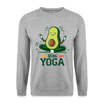 Doing Yoga Avocado Meditation - Unisex Sweatshirt - salt & pepper - Front - Alina (178cm) & Michal (187cm)