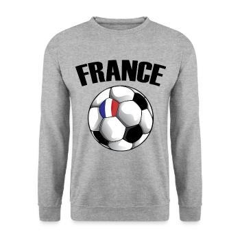 Frankreich Fußball Französische Flagge Fußball Fan - Unisex Pullover - Weißgrau meliert - Vorne - Alina (178cm) & Michal (187cm)