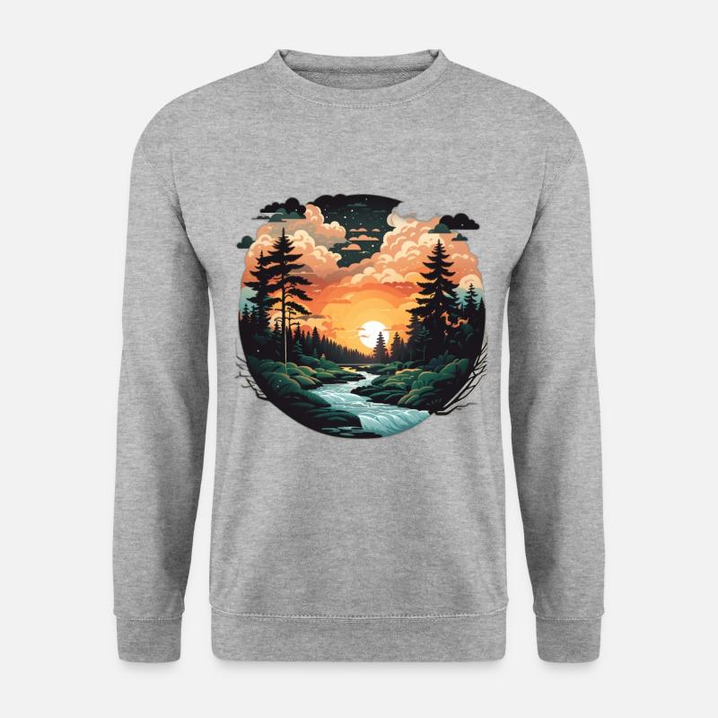 Tauchen Sie ein in die ruhige Wildnis: Waldwald - Unisex Pullover - Weißgrau meliert