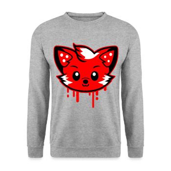 Fuchs Kopf Comic Niedlich - Unisex Pullover - Weißgrau meliert - Vorne - Alina (178cm) & Michal (187cm)