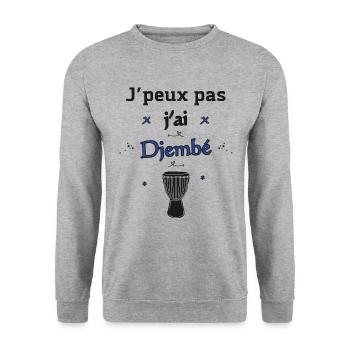 J'peux pas j'ai Djembé - Sweat-shirt Unisexe - gris chiné - Devant - Alina (178cm) & Michal (187cm)