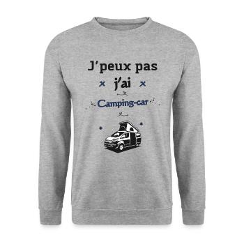J'peux pas j'ai Camping-car - Sweat-shirt Unisexe - gris chiné - Devant - Alina (178cm) & Michal (187cm)