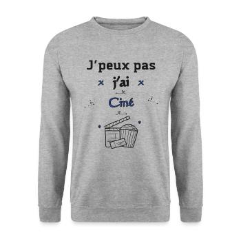 J'peux pas j'ai Ciné - Sweat-shirt Unisexe - gris chiné - Devant - Alina (178cm) & Michal (187cm)