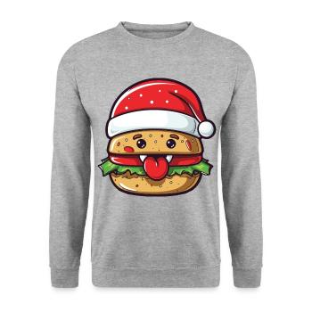 Burgers de Noël - Sweat-shirt Unisexe - gris chiné - Devant - Alina (178cm) & Michal (187cm)