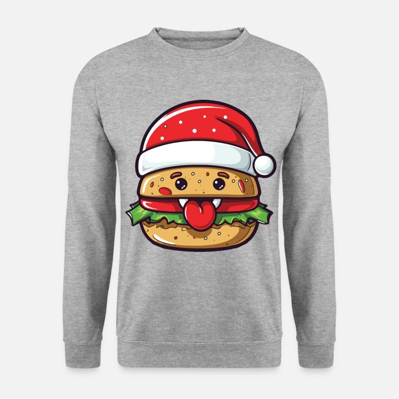 Burger Weihnachten Essen - Unisex Pullover - Weißgrau meliert