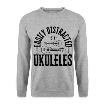 Facilement distrait par les ukulélés - Sweat-shirt Unisexe - gris chiné - Devant - Alina (178cm) & Michal (187cm)