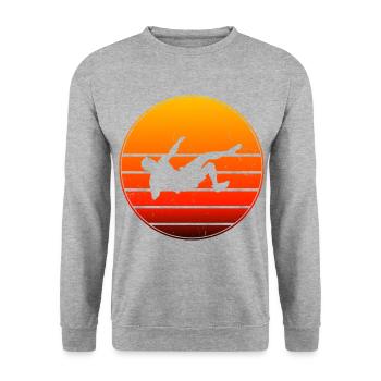 Climbing Kletterer Bouldern Boulder Herren - Unisex Pullover - Weißgrau meliert - Vorne - Alina (178cm) & Michal (187cm)