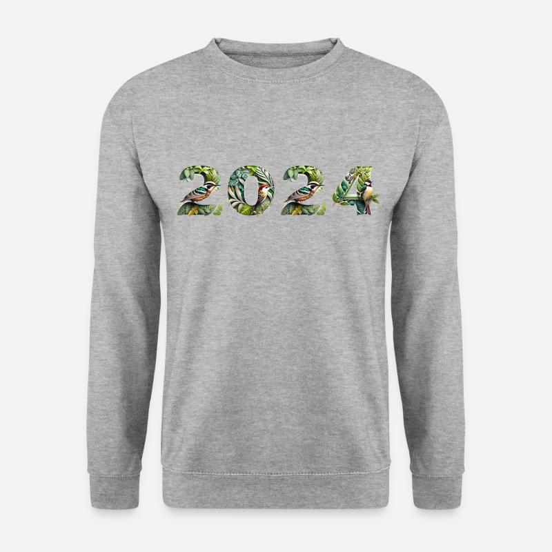 2024 Blumen - Unisex Pullover - Weißgrau meliert