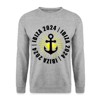 Ibiza 2024 Urlaub - Unisex Pullover - Weißgrau meliert - Vorne - Alina (178cm) & Michal (187cm)