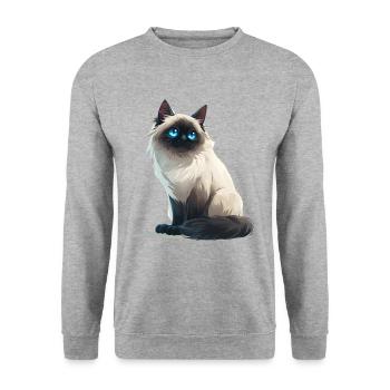 Burmese Cat - Unisex Sweatshirt - salt & pepper - Front - Alina (178cm) & Michal (187cm)