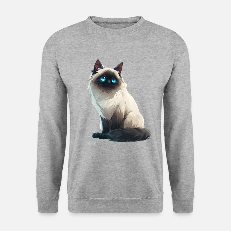 Birma Katze - Unisex Pullover - Weißgrau meliert