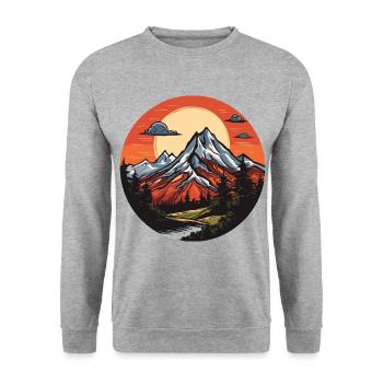 Berge Landschaft Natur Kreis - Unisex Pullover - Weißgrau meliert - Vorne - Alina (178cm) & Michal (187cm)