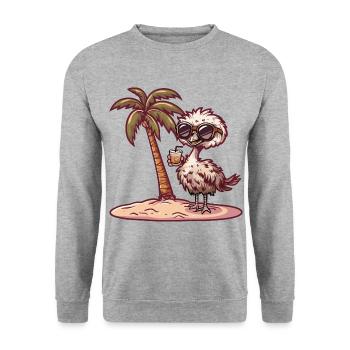Ostrich Summer Beach Vacation - Unisex Sweatshirt - salt & pepper - Front - Alina (178cm) & Michal (187cm)
