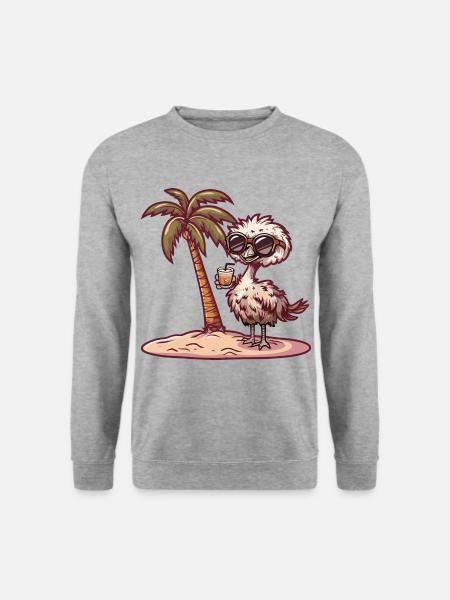 Ostrich Summer Beach Vacation - Unisex Sweatshirt - salt & pepper