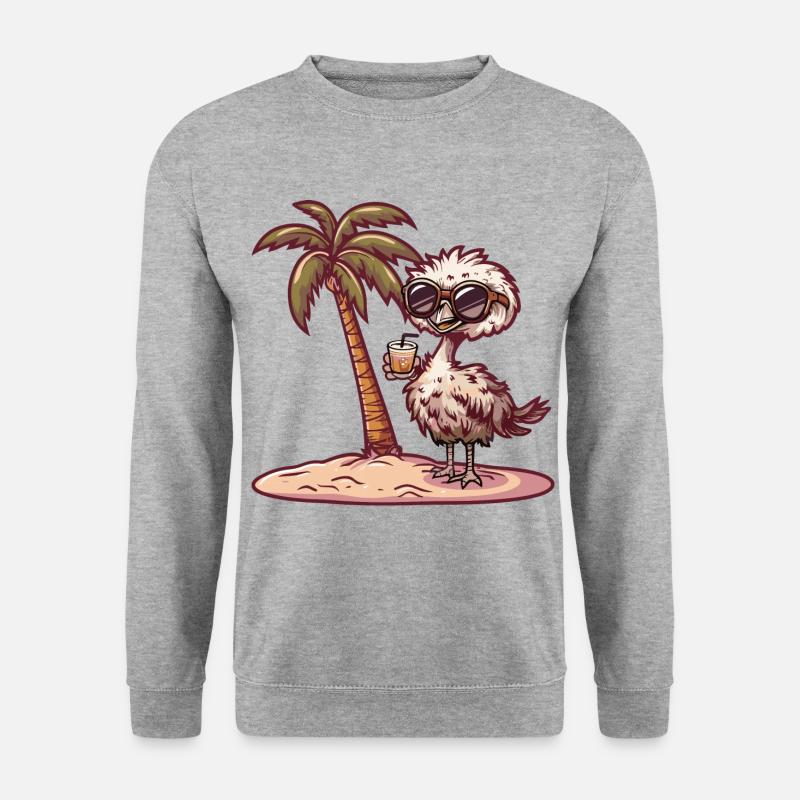 Ostrich Summer Beach Vacation - Unisex Sweatshirt - salt & pepper