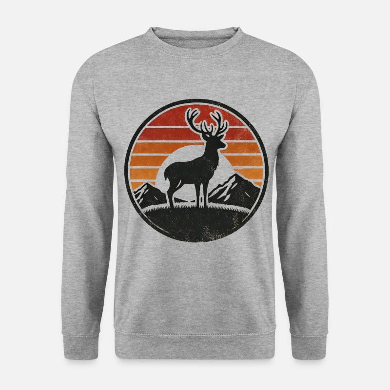 Hirsch - Unisex Pullover - Weißgrau meliert