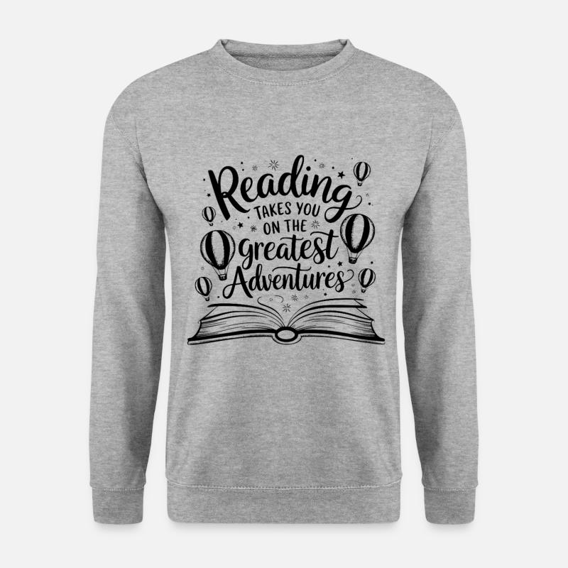 Reading Takes You On The Greatest Adventures - Unisex Pullover - Weißgrau meliert