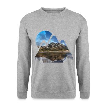 Montagnes de paysage avec la réflexion de l'eau - Sweat-shirt Unisexe - gris chiné - Devant - Alina (178cm) & Michal (187cm)