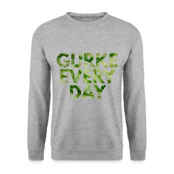 Gurke Every day . Gurke jeden Tag - Unisex Pullover - Weißgrau meliert - Vorne - Alina (178cm) & Michal (187cm)