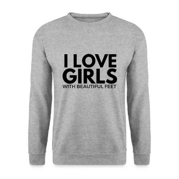 Love girls with beautiful feet - Unisex Pullover - Weißgrau meliert - Vorne - Alina (178cm) & Michal (187cm)