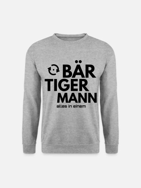 BÄR TIGER MANN - Unisex Pullover - Weißgrau meliert