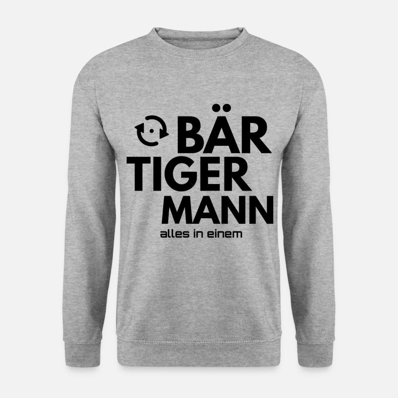 BÄR TIGER MANN - Unisex Pullover - Weißgrau meliert