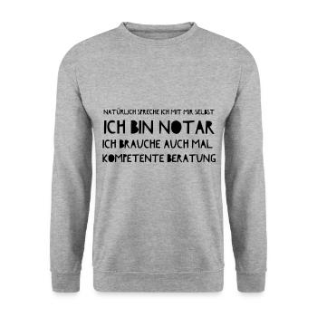 Geschenkidee Notar Kompetenz Selbstgespräch - Unisex Pullover - Weißgrau meliert - Vorne - Alina (178cm) & Michal (187cm)