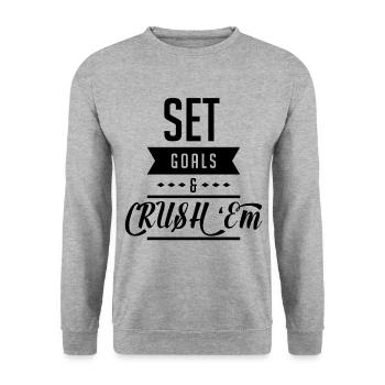 Gym Crush’Em Objectifs Entraînement Cadeau Cooles - Sweat-shirt Unisexe - gris chiné - Devant - Alina (178cm) & Michal (187cm)