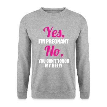 Je suis enceinte malheur tu touches mon ventre - Sweat-shirt Unisexe - gris chiné - Devant - Alina (178cm) & Michal (187cm)