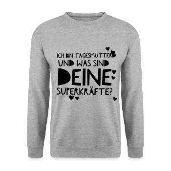 Superstarke Tagesmutter lustige Geschenkidee Kraft - Unisex Pullover - Weißgrau meliert - Vorne - Alina (178cm) & Michal (187cm)