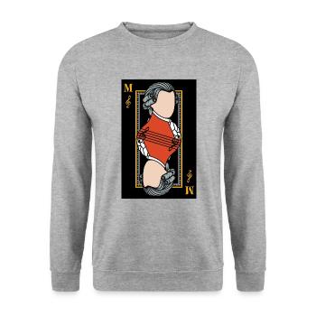 Mozart Playing Card Music Note Black Cool Gift - Unisex Sweatshirt - salt & pepper - Front - Alina (178cm) & Michal (187cm)