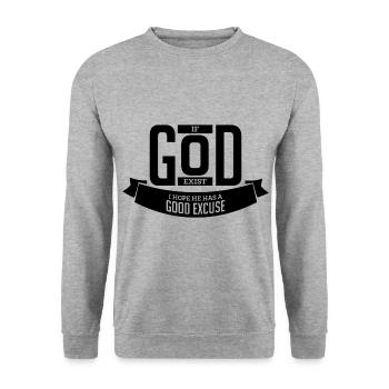 Athée Dieu a besoin d’excuses noires - Sweat-shirt Unisexe - gris chiné - Devant - Alina (178cm) & Michal (187cm)
