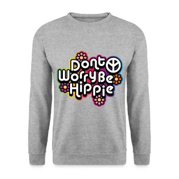 Be Hippie Pas de souci Fleur Anarchie Blanc Cool - Sweat-shirt Unisexe - gris chiné - Devant - Alina (178cm) & Michal (187cm)