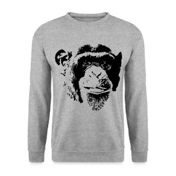 Tête de singe - Sweat-shirt Unisexe - gris chiné - Devant - Alina (178cm) & Michal (187cm)